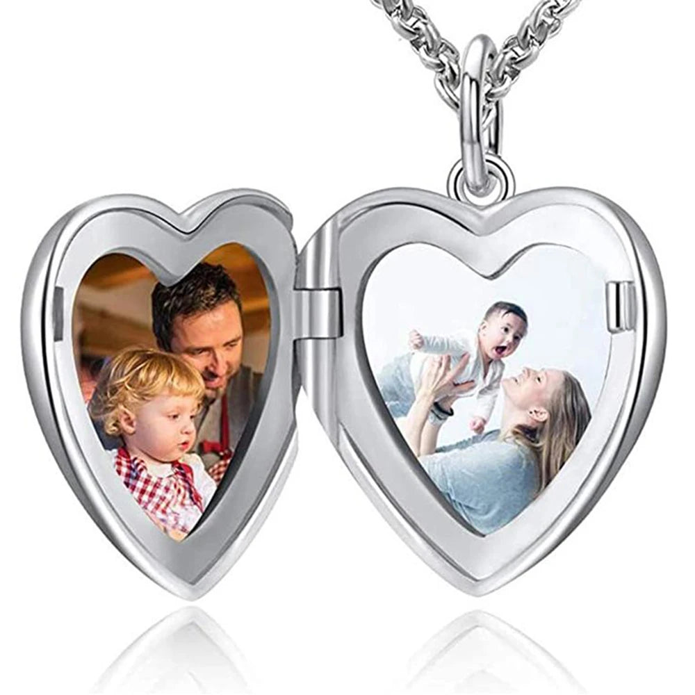 Stainless Steel  Heart Forever In My Heart Photo Picture Memory Frame Locket Pendant Necklace Jewelry Gifts For Lover Dropship