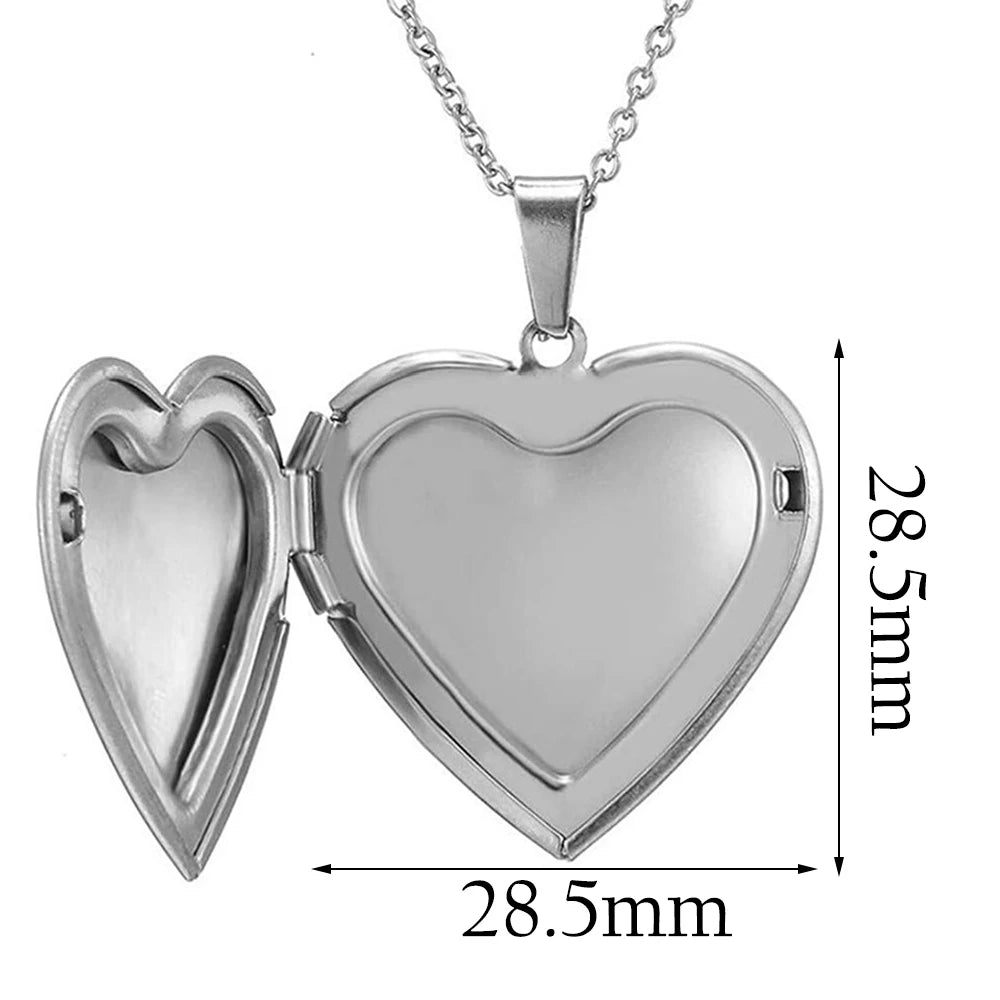 Stainless Steel  Heart Forever In My Heart Photo Picture Memory Frame Locket Pendant Necklace Jewelry Gifts For Lover Dropship