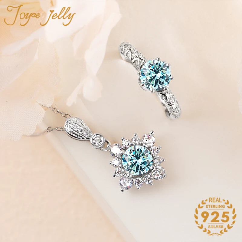 JoyceJelly Luxury 1 Carat D Color VVS Moissanite Jewerly Set For Women S925 Sterling Silver Jewerly Wedding Fine Jewelry Gift