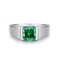 Women's Emerald Ring with High Carbon Diamond & 5A Zircon Pure S925 Silver Ice Flower Cut Wood Color Scheme Jewelry