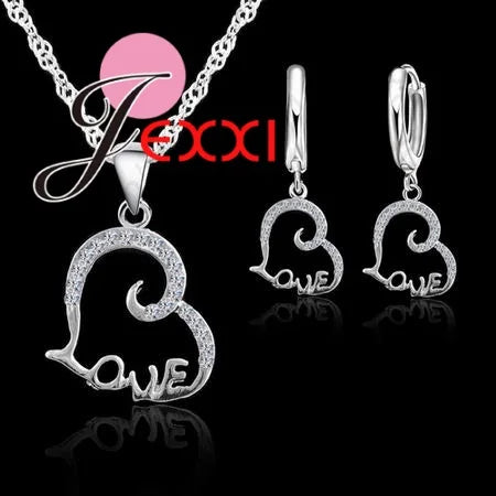 Vintage Trendy Female 925 Sterling Silver Jewelry Sets Women Gifts Fashion Cubic Zircon Crystal Necklace Drop Earrings Sets