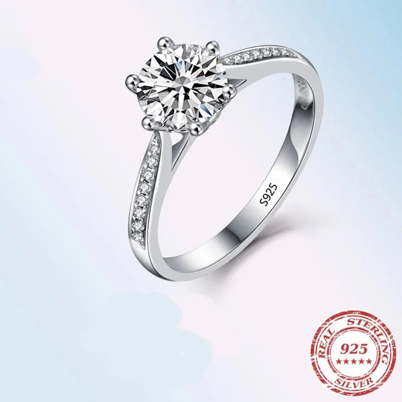 Luxury 925 Sterling Silver Classic overlapping  Ring for Women Eight Hearts and Eight Arrows Zircon Gold Plated Six Claw Ring