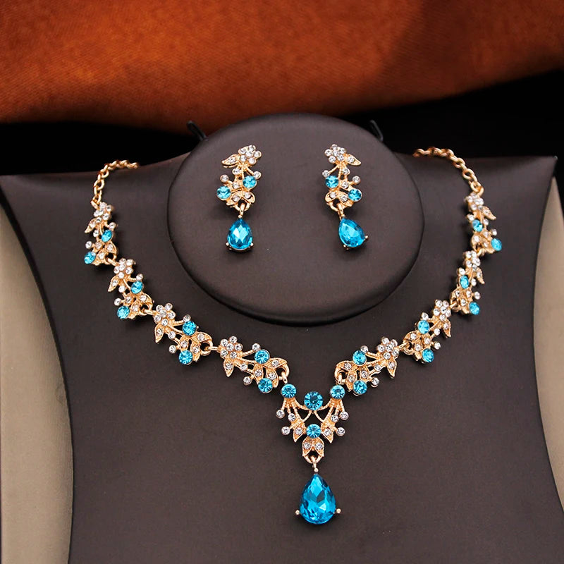 3 pcs Princess Crown Bridal Jewelry Sets Women Tiaras and Necklace Earrings for Wedding Crown Bride Jewelry Set Party Birthday