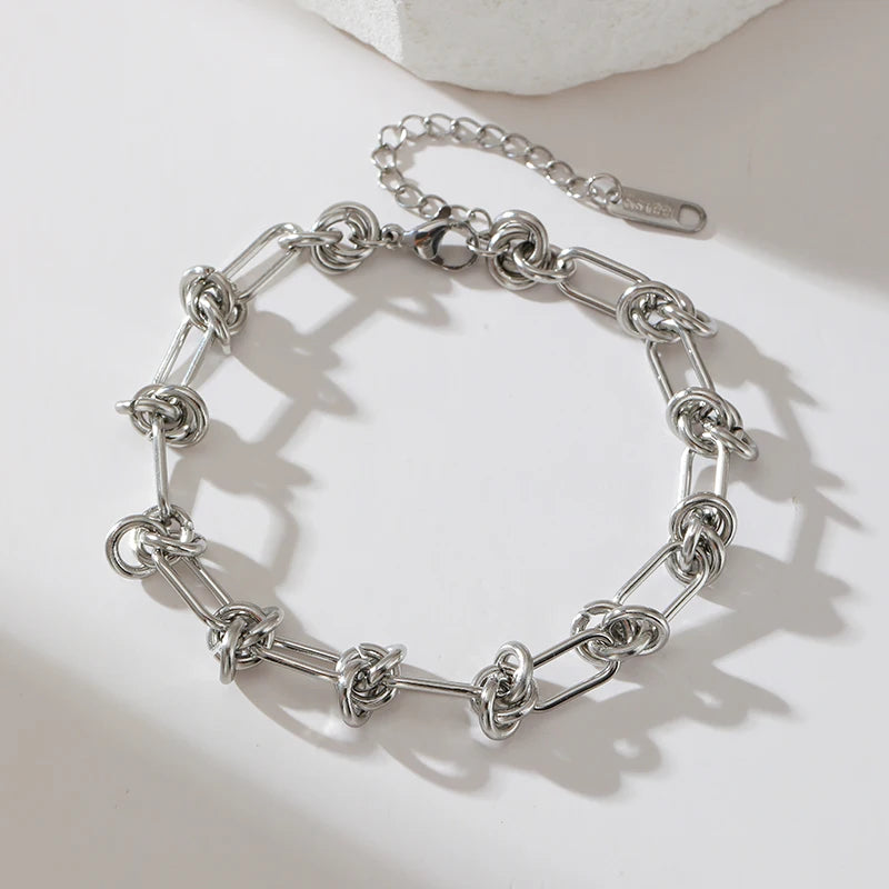 GANPUP 316L Stainless Steel Gold Silver Color Chain Bangle Bracelet For Women Men Trendy Texture Bracelet Waterproof Jewelry
