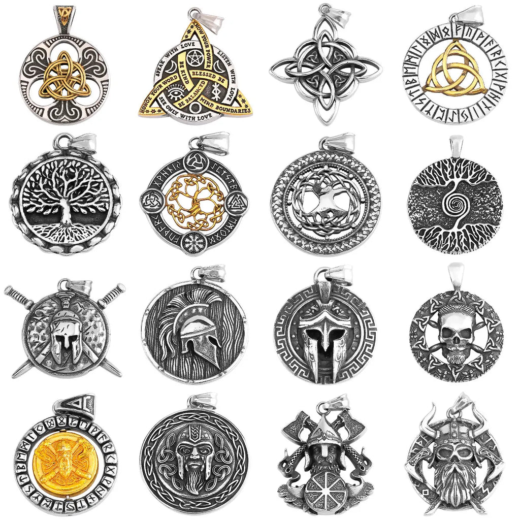 Nordic Vikings Tree of Life Odin Necklace Various Men Celtic Amulet Pendant Stainless Steel Vintage Charm Punk Jewelry Wholesale