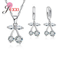 Vintage Trendy Female 925 Sterling Silver Jewelry Sets Women Gifts Fashion Cubic Zircon Crystal Necklace Drop Earrings Sets