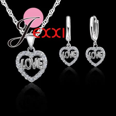 Vintage Trendy Female 925 Sterling Silver Jewelry Sets Women Gifts Fashion Cubic Zircon Crystal Necklace Drop Earrings Sets