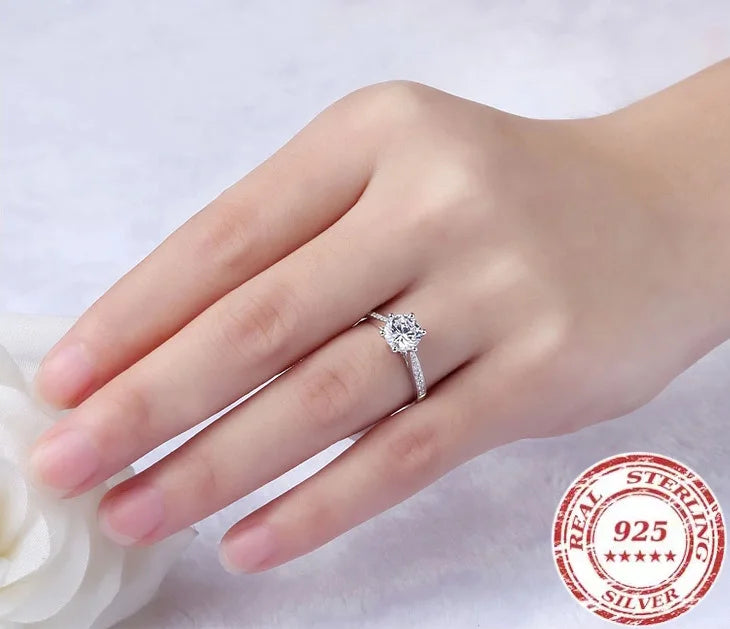 Luxury 925 Sterling Silver Classic overlapping  Ring for Women Eight Hearts and Eight Arrows Zircon Gold Plated Six Claw Ring