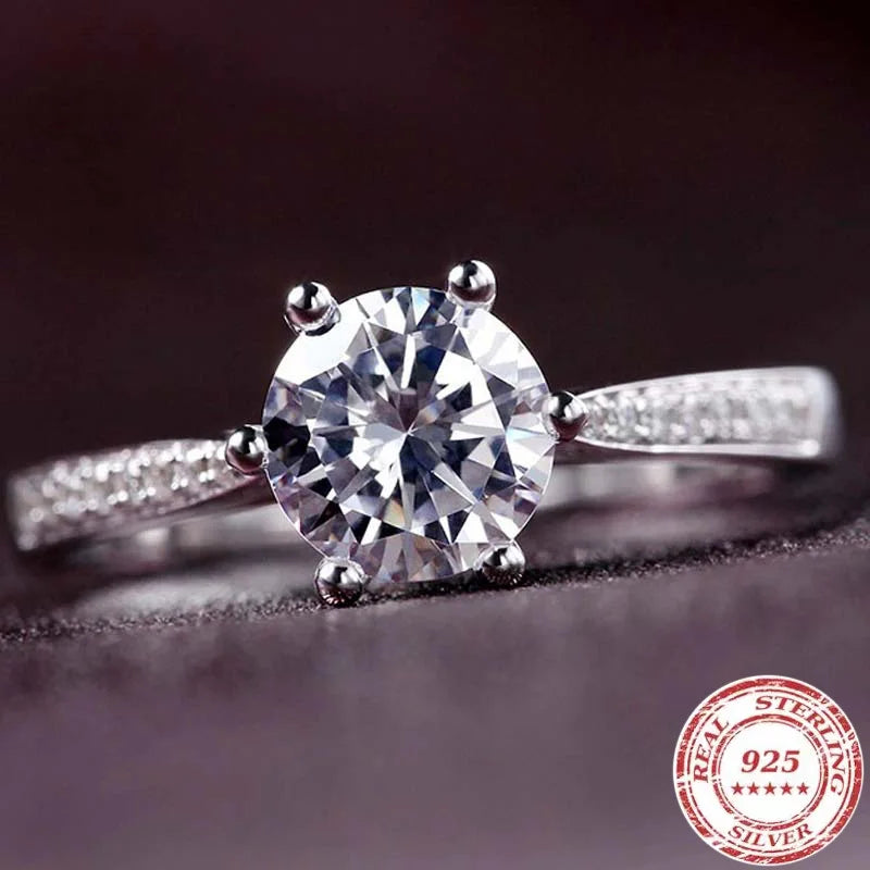 Luxury 925 Sterling Silver Classic overlapping  Ring for Women Eight Hearts and Eight Arrows Zircon Gold Plated Six Claw Ring