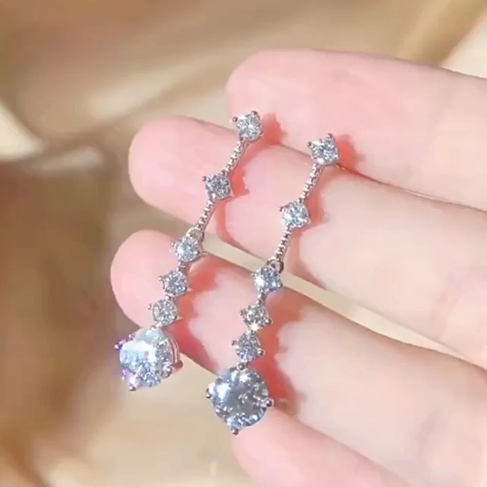 Real Moissanite Long Tassel Earrings For Women Orginal 925 Silver Plate Pt950 3CT Lab Diamond Beating Heart Earring With GRA