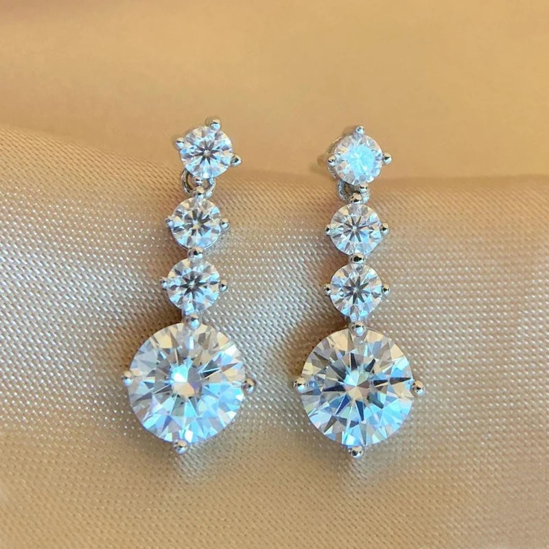 Real Moissanite Long Tassel Earrings For Women Orginal 925 Silver Plate Pt950 3CT Lab Diamond Beating Heart Earring With GRA