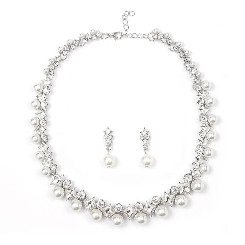 Elegant Pearl & Gemstone Necklace Set