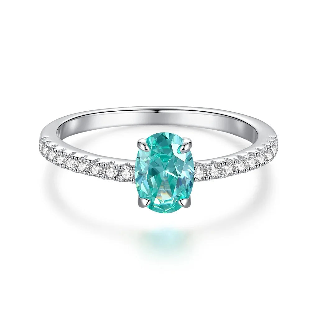 Women's Emerald Ring with High Carbon Diamond & 5A Zircon Pure S925 Silver Ice Flower Cut Wood Color Scheme Jewelry