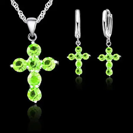 Vintage Trendy Female 925 Sterling Silver Jewelry Sets Women Gifts Fashion Cubic Zircon Crystal Necklace Drop Earrings Sets