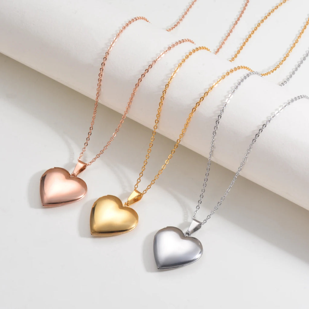 Stainless Steel  Heart Forever In My Heart Photo Picture Memory Frame Locket Pendant Necklace Jewelry Gifts For Lover Dropship